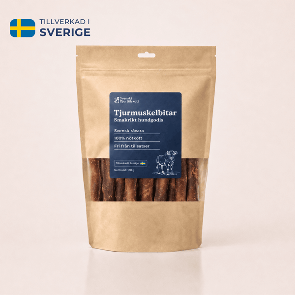 Tjurmuskelbitar 100 g - Naturligt och Långvarigt Hundtugg