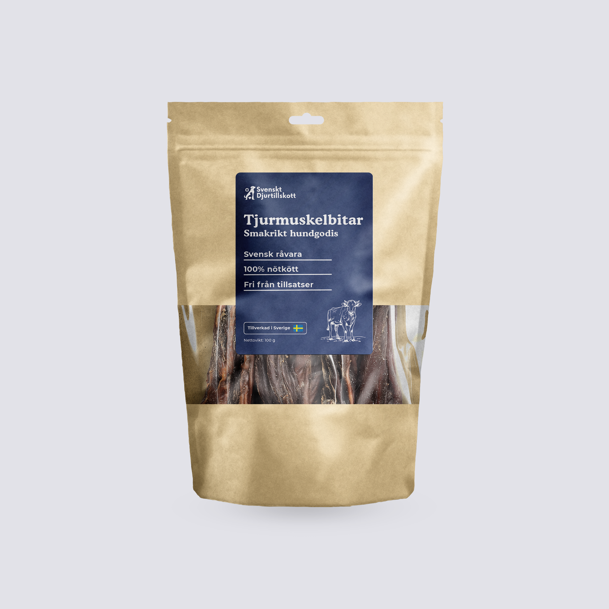 Tjurmuskelbitar 100g - Naturligt och Långvarigt Hundtugg