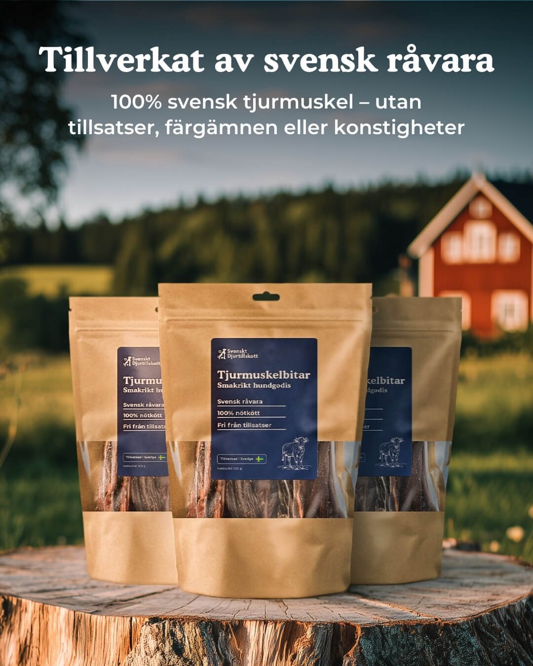 Tjurmuskelbitar 100g - Naturligt och Långvarigt Hundtugg